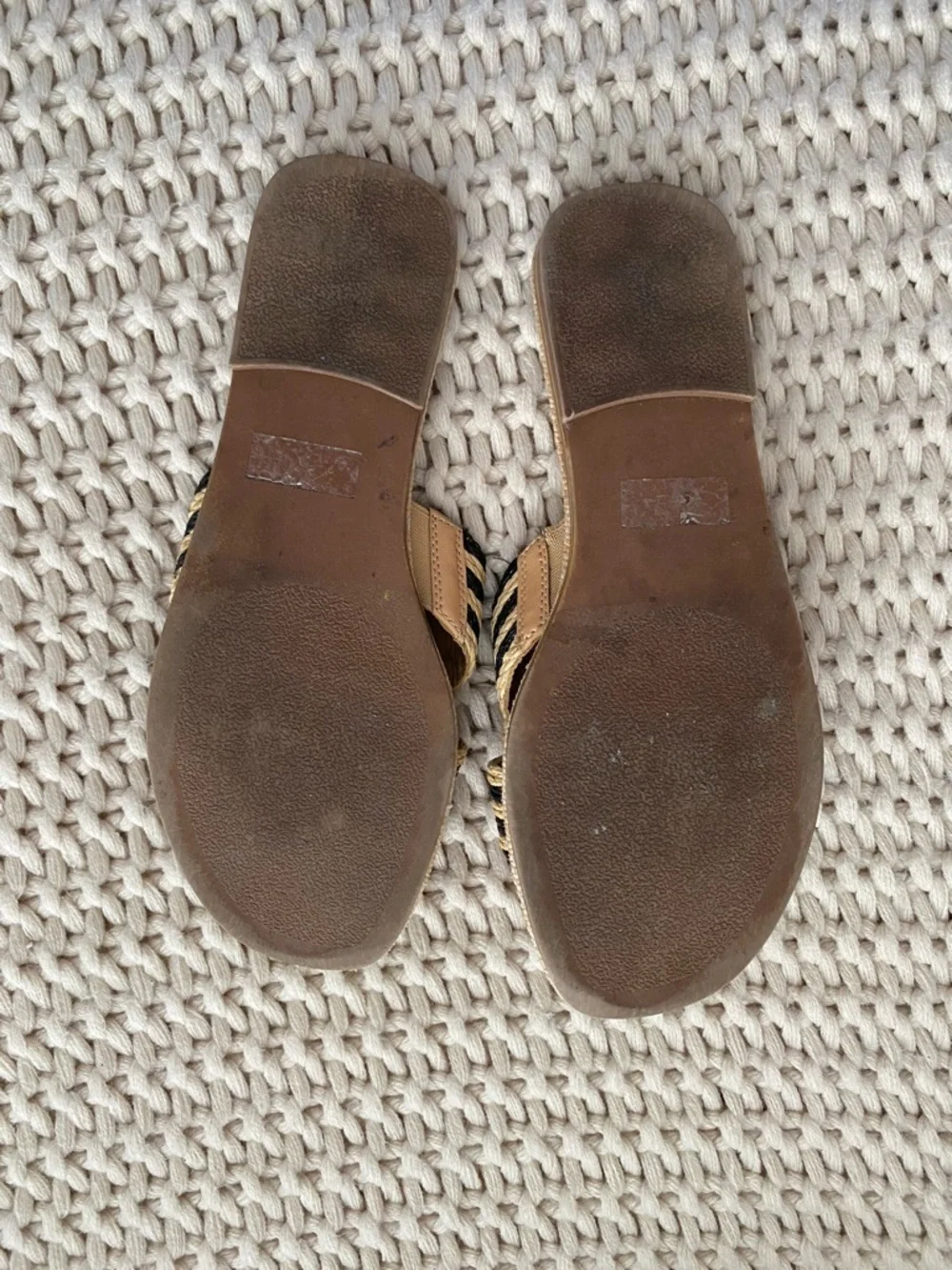 Natural Straw Slide Sandals with Black Trim - Picture 2 of 2